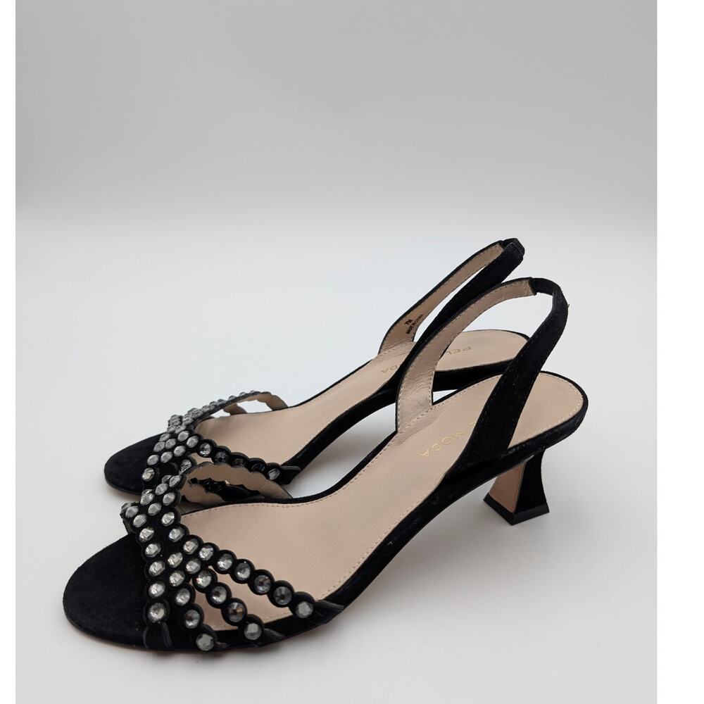 Pelle Moda Felice Low Heel Sandals Open Toe Women's Black Size US7M EU37.5